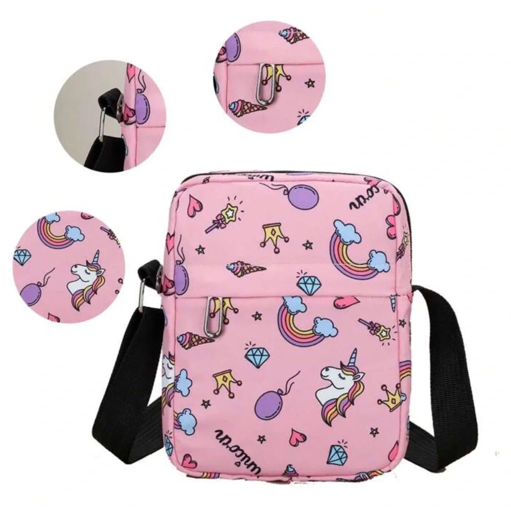 Girls mini cartoon unicorn printed bag . New